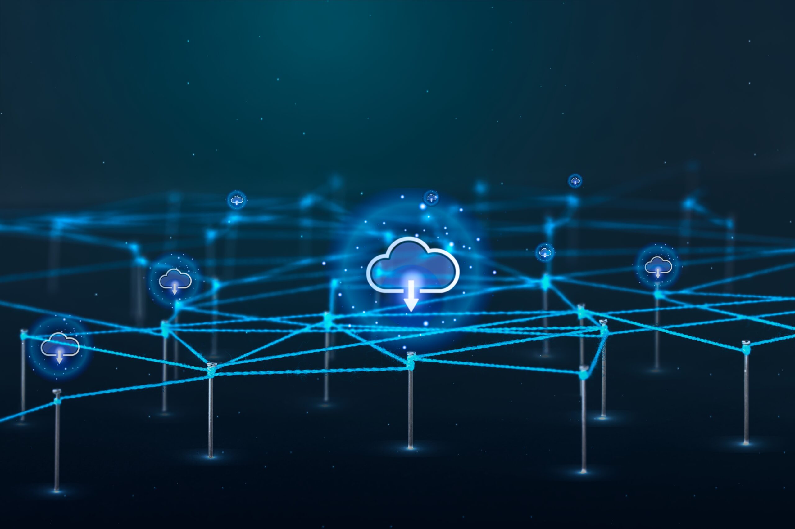 An abstract network of interconnected blue strings tied to metal pins, overlaid with glowing digital cloud icons with downward arrows, symbolizing a structured, secure framework for Cloud Compliance in 2026. An abstract network of interconnected blue strings tied to metal pins, overlaid with glowing digital cloud icons with downward arrows, symbolizing a structured, secure framework for Cloud Compliance in 2026.